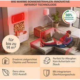 Klarstein Infrarotheizung mit Thermostat, 720W Elektroheizung, Bild-Infrarotheizung zur Wandmontage, IR Paneel mit Fernbedienung & Timer, Feuchtrau... - Bunt
