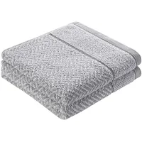 Herzbach home Duschtuchset 70 x 140 cm silbergrau/weiß 2