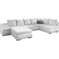 Wohnlandschaft mit Bettfunktion Polstergarnitur Ecksofa mit Schlaffunktion und Bettkasten Couch für Wohnzimmer Schlafsofa Sofagarnitur Sofa Eckcou... - Weiß