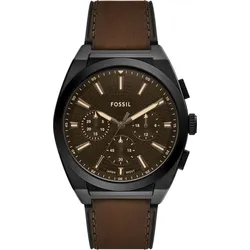 Chronograph FOSSIL "EVERETT", braun, Armbanduhren, Herren, Quarzuhr, Armbanduhr, Herrenuhr, Lederarmband, analog