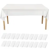 20 Stück Einweg Tischdecke Transparent Papiertischdecke Rolle, 137 x 274 cm Kunststoff Rechteckige Weisse Tischdecken für Party Hochzeit Picknick Geburtstags