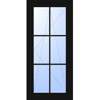 Balkontür "GEORG" 74 mm 3-fach Verglasung Kunststoff 6 Sprossenfelder (abschließbar) Tiefschwarz RAL 9005 innen öffnend DIN links