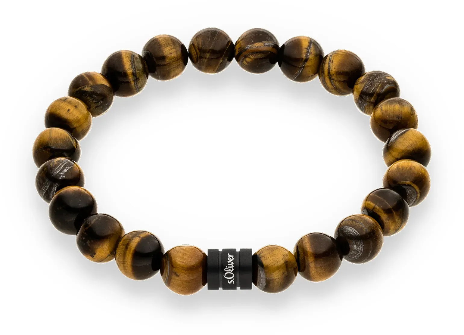 Armband S.OLIVER, braun (schwarz, braun, braun), Armbänder, Herren, 22cm, Edelstahl, Armband, mit Achat, Sodalith, Tigerauge, Spektrolith oder Kambaba Jaspis