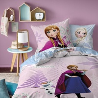 Disney Die Eiskönigin Winter Bettwäsche Set 135x200 80x80 cm · Frozen Mädchenbettwäsche mit Anna und ELSA · Motiv Diamonds aus 100% Baumwolle Flanell Qualität mit Reißverschluss