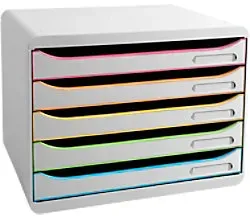 Exacompta Black Office Schubladenbox Kunststoff Mehrfarbig, Weiß 5 Schübe 35,5 x 27 x 27,1 cm DIN A4+