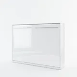 Homlando Lenart Schrankbett - Wandbett Concept Pro CP04 140x200 cm - Schrankklappbett Wandbett - Schrank mit integriertem Klappbett - Funktionsbett (Weiß Matt/Weiß Glänzend)