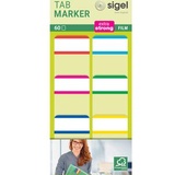 Sigel Haftmarker Tab Marker, HN201, transparent, Folie, beschriftbar, 6 x 10 Streifen, farbsortiert