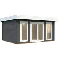 Palmako Gartenhaus Bret 14,8 m2 - 44 mm dunkelgrau/weiß