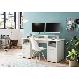 MÖBELPARTNER Mid.you Bildschirmerhöhung, weiß 55x12,7x20 cm Arbeitszimmer, Bürozubehör
