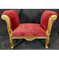 Casa Padrino Barock Schemel Rot / Gold - Handgefertigter