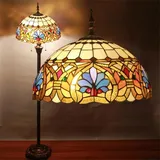 Bidesen Tiffany Stehlampe Gelb Liaison Buntglas Stehende Leselampe 16 Zoll Antike Ecke Lampe Dekor Schlafzimmer Wohnzimmer Home Office (A7)