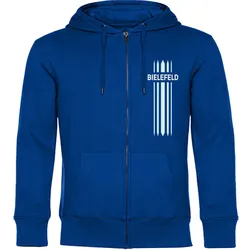 multifanshop Kapuzen Sweatshirt Jacke - Bielefeld - Streifen - Druck weiß - Sweat