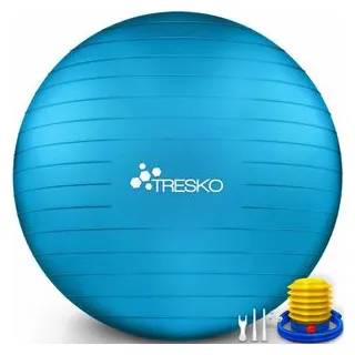 TRESKO Gymnastikball Anti-Burst, groß, Ø 55cm, mit Pumpe, blau