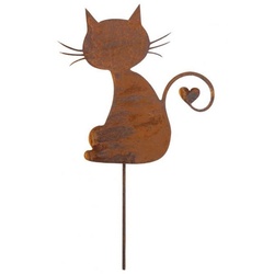 BADEKO Gartenfigur »Topfstecker Katze - Edelrost«