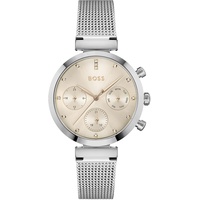 BOSS Multi Zifferblatt Quarz Uhr für Damen mit Silbernes Edelstahl-Mesh-Gliederarmband - 1502625