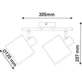 NÄVE Spotleuchte Deckenlampe, Metall Textil natur, 2x E14, Lxh 46x22 cm