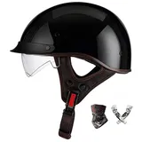 Smilfree Halbschalenhelm Mit ECE-Zulassung Vintage Motorradhelm Cruiser Chopper Scooter Helm Herren Retro Motorrad Halbhelm Damen Mofa Helm