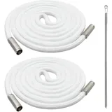 Kordel für Hoodie Kordel für Jogginghose – 140cm Ersatzkordel aus Baumwolle mit Metallenden & Durchziehnadel, Jogginghose Band, Band für Hoodie, Kordelband für Hosen (2 Stück, Weiß)