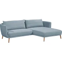 Schöner Wohnen Ecksofa SCHÖNER WOHNEN-KOLLEKTION "Pearl - 5 Jahre Hersteller-Garantie, auch in Bouclé L-Form" Sofas Gr. B/H/T: 270cm x 71cm x 160cm, Flachgewebe, Longchair rechts, blau (hellblau) Maße (BHT): 27071160 cm, Füße aus Massivholz