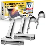 avoltik Solarmodul-Halterung Solarmodul Halterung Alu Aufständerung für Photovoltaik Winkel rund, (Balkonhalterung 1er oder 2er Set zur Auswahl, Balkonhalterung 1er oder 2er Set zur Auswahl, Farbe silber)