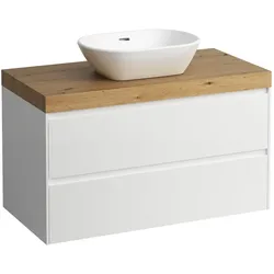 LAUFEN LANI Waschtischplatte mit Ausschnitt mittig mit Unterschrank 100 cm mit 2 Schubladen H4065611122661, Badmöbel,