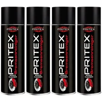 PRITEX – Bremsenreiniger Spray 4 x 500 ml – Auto Teilereiniger zur Entfettung von Bremsen, Kupplungen, Motor- & Maschinenteilen – rückstandsfrei & umweltneutral