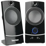 Vultech SP-330 Lautsprecher USB 2.0 für PC und Notebook, 3 W RMS, Stereo-Audio, kristalline Metall-Treiber mit 2,25 Zoll, Lautstärkeregler und Kopfhörerausgang, 3,5 mm Klinke, Stromversorgung über USB