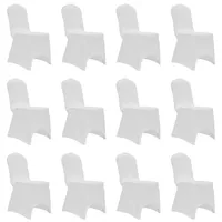 vidaXL Stuhlhusse Stretch Weiß 12er Set
