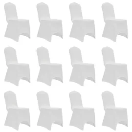 vidaXL Stuhlhusse Stretch Weiß 12er Set