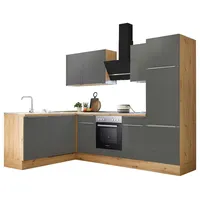 Respekta Winkelküche L-Form 280 cm Grau Artisan Eiche