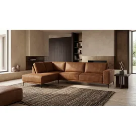 OTTO home Ecksofa OTTO HOME "OLAND L-Form, B: 289 cm, Skandi-Design", braun (cognac), B:289cm H:85cm T:210cm, Struktur weich (100% Polyester);Luxus-Microfaser (100% Polyester);Webstoff (100% Polyester), Sofas, Ecksofa, Struktur, Flachgewebe, Luxus-Microfaser,