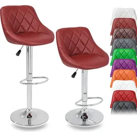 TRESKO 2er Set Barhocker Barstuhl Tresenhocker Küchenhocker Hocker Loungesessel 2x Weinrot