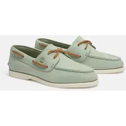 Bootsschuh TIMBERLAND "CLASSIC BOAT BOAT SHOE", Gr. 40, lt grn nubuck, Leder, sportlich, Schuhe