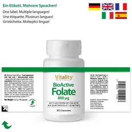 vitality nutritonals BioActive Folate Folsäure Kapseln 90 St.