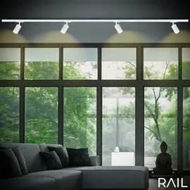 Briloner Rail Schienensystem, Erweiterungsset, 2x GU10 Spots, Schwenkbar, Drehbar, Weiß, 0,75 m,