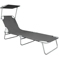 vidaXL Klappliege mit Sonnenschutz Grau Aluminium