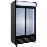GastroHero Getränkekühlschrank ECO 1000 mit Schiebetüren und Leuchtaufsatz