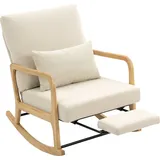 Schaukelstuhl Schaukelsessel Mit Fußstütze Verstellbar Rückenlehne Lendenkissen Für Wohnzimmer, Schlafzimmer, Creme