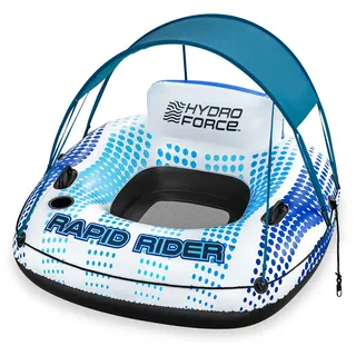 BESTWAY Schwimmring 123 x 123 x 51 cm Rapid Rider mit Sonnendach | Netzboden + Rückenlehne