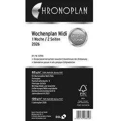CHRONOPLAN Kalendereinlage 2026 Wochenplan Midi (9,6 x 17,2 cm)