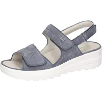 Keilsandalette WALDLÄUFER "H-IZZY", Damen, Gr. 5 (38), jeansblau, Nubukleder, unifarben, Schuhe, Sommerschuh, Sandale, Bequemschuh mit Klettverschlüssen, H-Weite