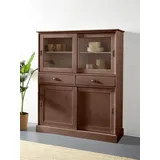 Home Affaire Highboard »Schröder«, Vitrine aus massivem Kiefernholz, Breite 114 cm, braun