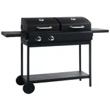 vidaXL Gas- und Holzkohle-Grill mit 2 Brennern