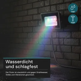 LUXULA LED Fluter 20 W Aluminium, Glas IP65 mit Fernbedienung schwarz