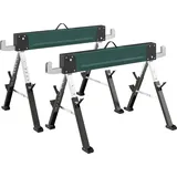 HOMCOM 2er-Set klappbare Metall-Sägeböcke, max. Traglast 1160 kg, tragbare Böcke, höhenverstellbar 64-81 cm, Tragegriff, 2x6-Aufnahme, für Heimwerken, Sägen, 116 x 64 x 81 cm, Grün   Aosom