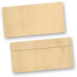 TATMOTIVE Briefumschläge Holz MADEIRA Braun 100 Stück DIN lang ohne Fenster Haftklebend Holzmaserung Holzmuster Holzoptik