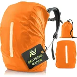 AVANA Regenschutz für Rucksäcke mit Reflexstreifen (10-70L) wasserdichte Regenhülle Schulranzen Rucksack Cover reflektierender Rucksacküberzug Orange