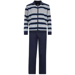 hajo Herren Hausanzug, 2-tlg. Set - Klima-Komfort, Jacke und Hose, Cotton-Mix Blau 3XL
