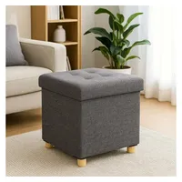 belviona Stauraumhocker, Aufbewahrungshocker mit 40 Liter Stauraum, 38x38x38 cm, Leinen grau (1 St), Bis 300 kg belastbar, platzsparend faltbar grau