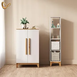livinity® Kinderkleiderschrank Mailo 70 x 120 cm Eiche weiß